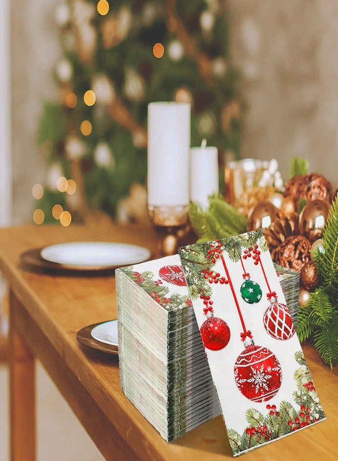 Jinei 300 Pcs Christmas Ornament Guest Napkins Disposable Holiday Decorative Paper Hand Napkins for Bathroom Home Powder Room Kitchen Wedding Xmas Holiday Winter Decor(Balls) - Image 4